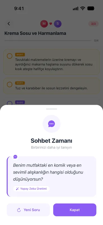 Sohbet Zamanı: pişirirken yapay zekânın hazırladığı bir sohbet sorusu