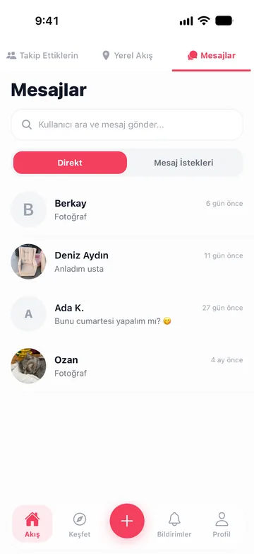 Direkt sohbetlerin göründüğü DateChef mesajları
